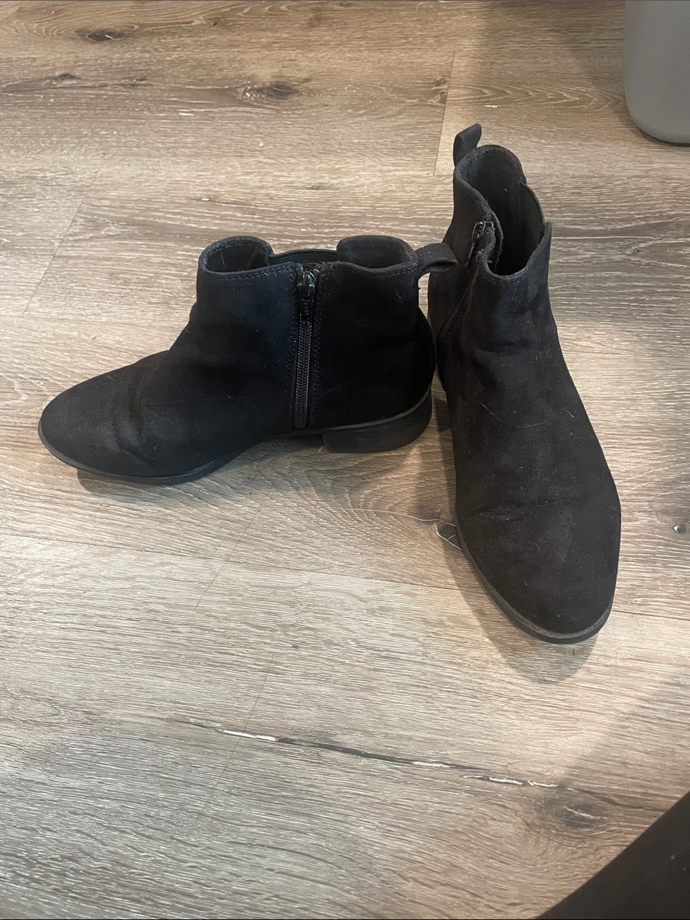 Women's Black Suede Ankle Boots - Classic Zip Side